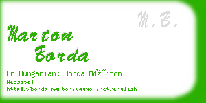 marton borda business card